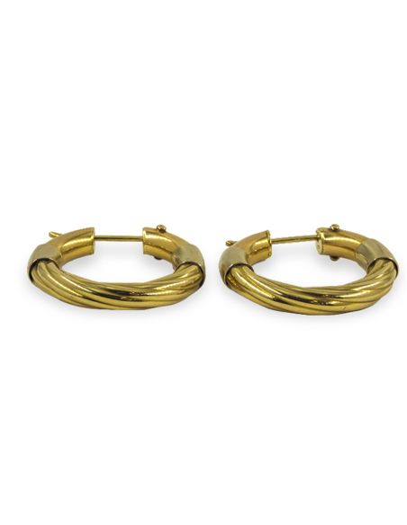 Pendientes aro pulido y semi retorcido 2.5cm oro 18k - Joyería Orocash