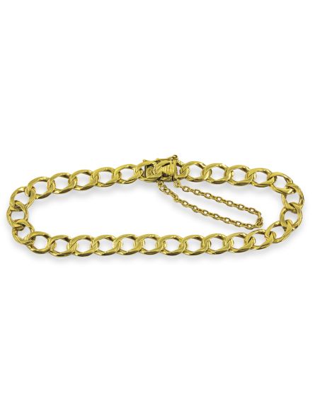 Pulsera eslabón barbada c. seguridad 20cm oro 18k - Joyería Orocash