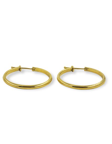 Pendientes aro media caña 2.5cm oro 18k - Joyería Orocash