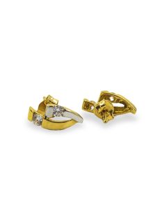 Pendientes dos barras con circonitas oro bicolor 18k - Joyería Orocash 2