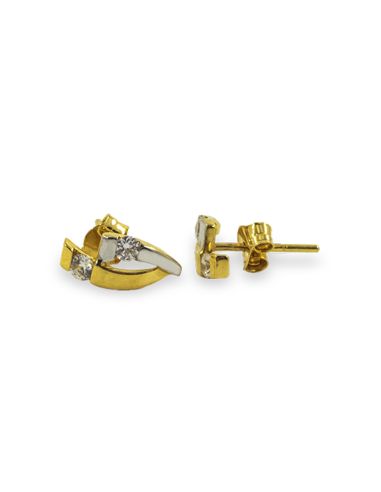 Pendientes dos barras con circonitas oro bicolor 18k - Joyería Orocash