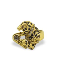 Anillo leopardo circonitas oro 18k - Joyería Orocash