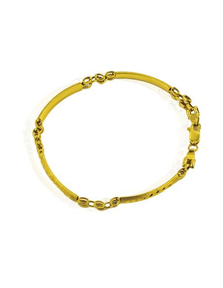 Pulsera barras labradas y eslabón bismark 22cm oro 18k - Joyería Orocash