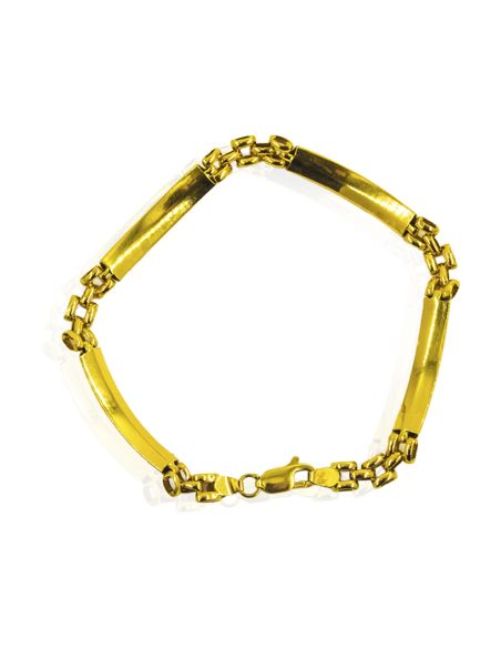 Pulsera barras labradas y eslabón bismark 22cm oro 18k - Joyería Orocash