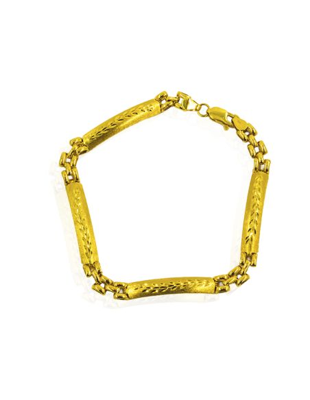 Pulsera barras labradas y eslabón bismark 22cm oro 18k - Joyería Orocash