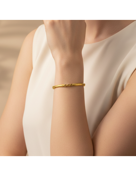 Pulsera barras labradas y eslabón bismark 22cm oro 18k - Joyería Orocash