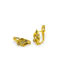 Pendientes tres circonitas centrales oro 18k - Joyería Orocash