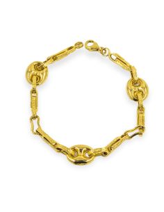 Pulsera barras estilo greca y calabrote 21cm oro 18k - Joyería Orocash
