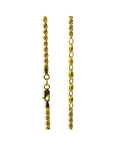Cadena eslabón cordón con calabrote 50cm oro 18k - Joyería Orocash