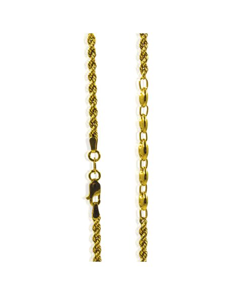 Cadena eslabón cordón con calabrote 50cm oro 18k - Joyería Orocash