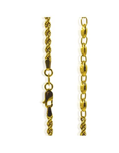 Cadena eslabón cordón con calabrote 50cm oro 18k - Joyería Orocash