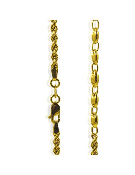Cadena eslabón cordón con calabrote 50cm oro 18k - Joyería Orocash