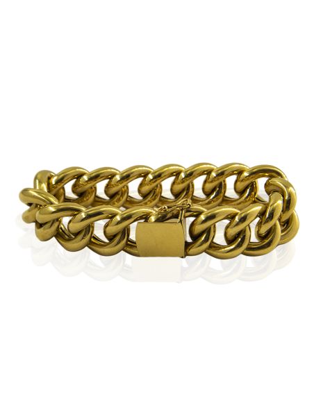 Pulsera eslabón barbada grande 20.5cm oro 18k - Joyería Orocash