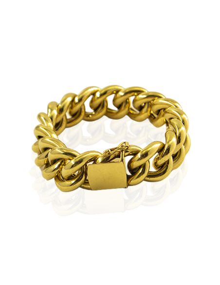 Pulsera eslabón barbada grande 20.5cm oro 18k - Joyería Orocash