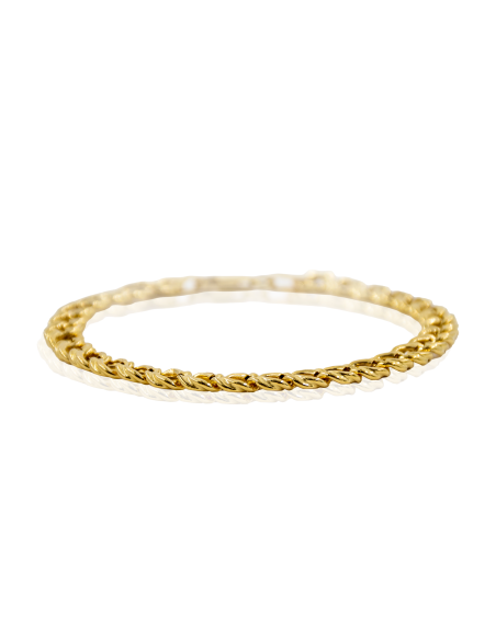 Pulsera eslabón barbada labrada 19cm oro 18k - Joyería Orocash