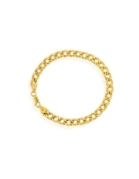 Pulsera eslabón barbada labrada 19cm oro 18k - Joyería Orocash