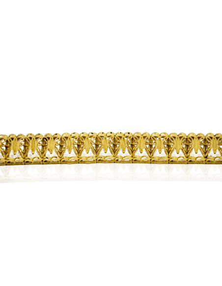 Pulsera princesa calada espigas 18cm oro 18k - Joyería Orocash