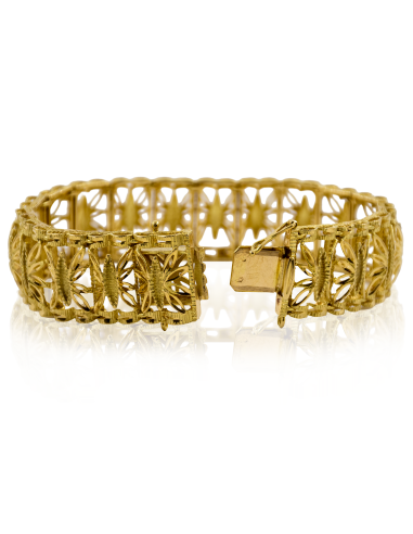 Pulsera princesa calada espigas 18cm oro 18k - Joyería Orocash