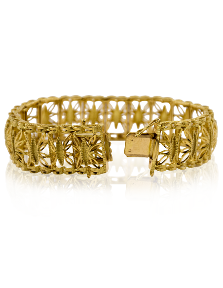 Pulsera princesa calada espigas 18cm oro 18k - Joyería Orocash