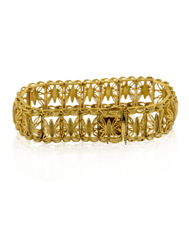 Pulsera princesa calada espigas 18cm oro 18k - Joyería Orocash