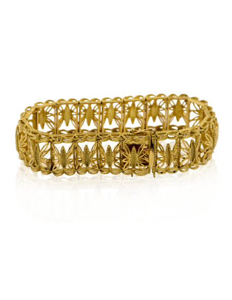 Pulsera princesa calada espigas 18cm oro 18k - Joyería Orocash