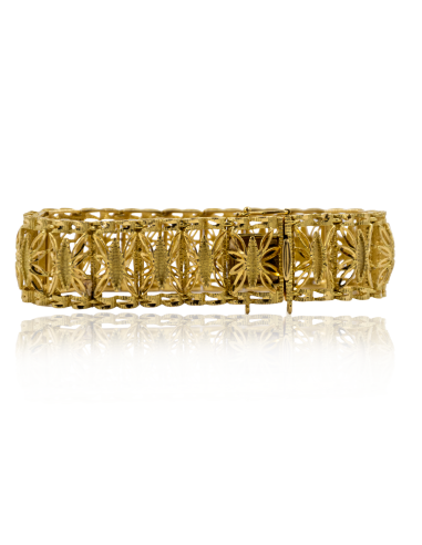 Pulsera princesa calada espigas 18cm oro 18k - Joyería Orocash