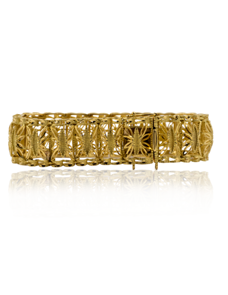Pulsera princesa calada espigas 18cm oro 18k - Joyería Orocash