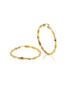 Pendientes aros retorcidos disco brillo 4.5cm oro 18k - Joyería Orocash