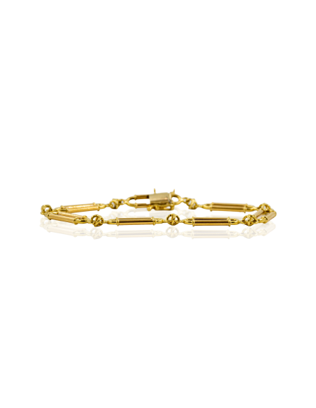 Pulsera óvalos y una bauleta 19cm oro 18k - Joyería Orocash