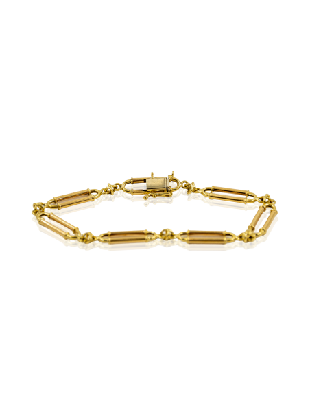 Pulsera óvalos y una bauleta 19cm oro 18k - Joyería Orocash