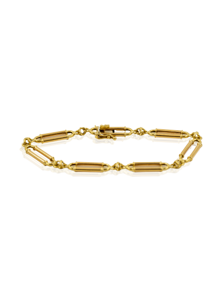 Pulsera óvalos y una bauleta 19cm oro 18k - Joyería Orocash