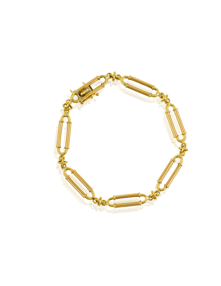 Pulsera óvalos y una bauleta 19cm oro 18k - Joyería Orocash