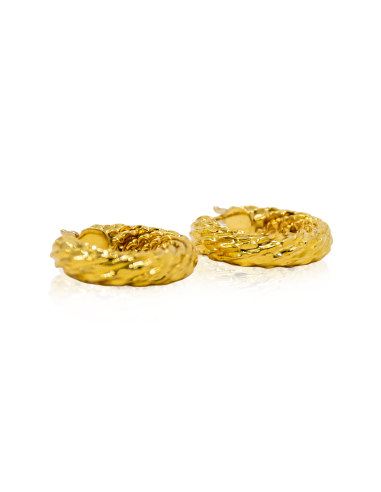 Pendientes aros líneas bastas 1.9cm oro 18k - Joyería Orocash
