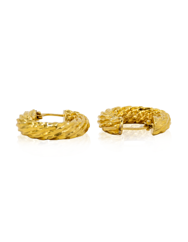 Pendientes aros líneas bastas 1.9cm oro 18k - Joyería Orocash