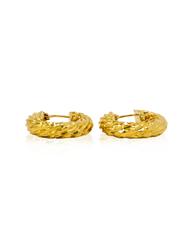Pendientes aros líneas bastas 1.9cm oro 18k - Joyería Orocash