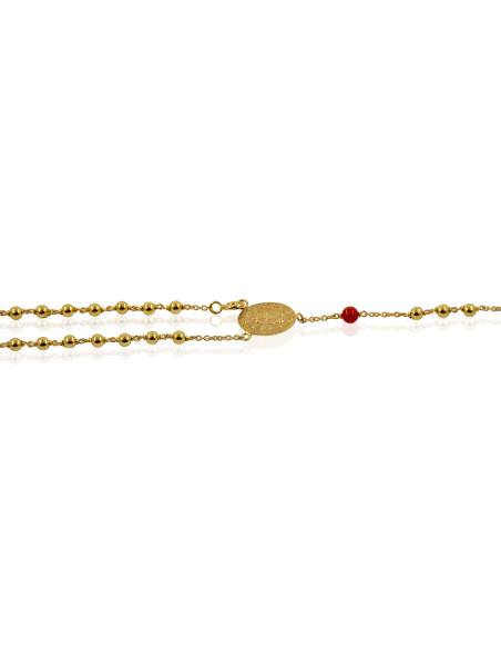 Cadena rosario con bolas rojas 55cm oro 18k - Joyería Orocash
