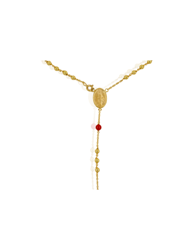 Cadena rosario con bolas rojas 55cm oro 18k - Joyería Orocash