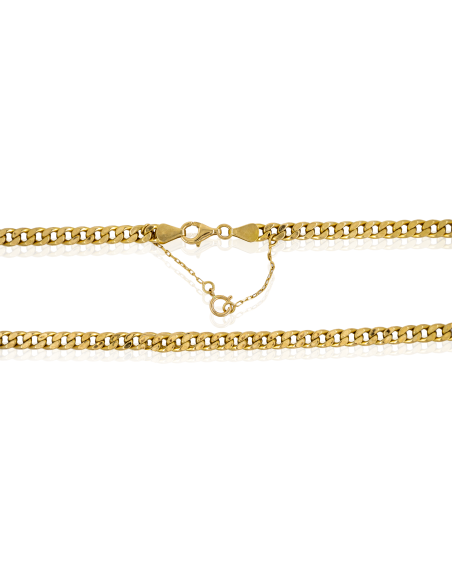 Cadena eslabón barbada maciza c. seguridad 62cm oro 18k - Joyería Orocash