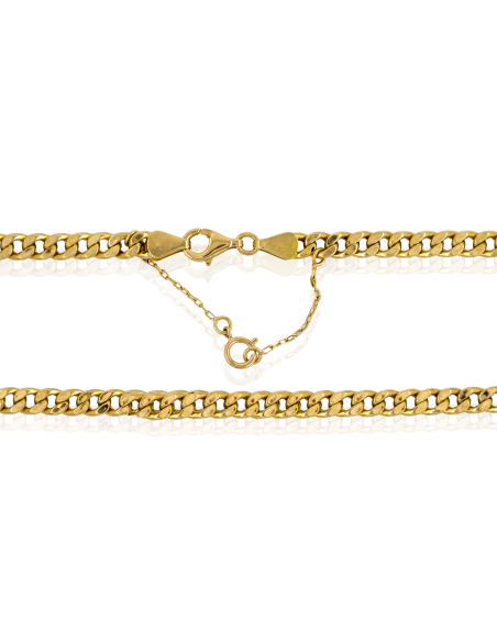Cadena eslabón barbada maciza c. seguridad 62cm oro 18k - Joyería Orocash