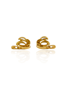 Pendientes forma hoja con dos circonitas oro 18k - Joyería Orocash 2