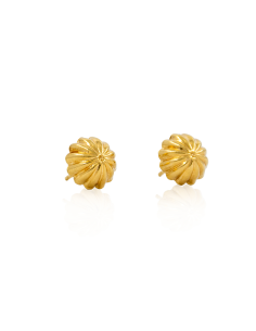 Pendientes media bola líneas oro 18k - Joyería Orocash