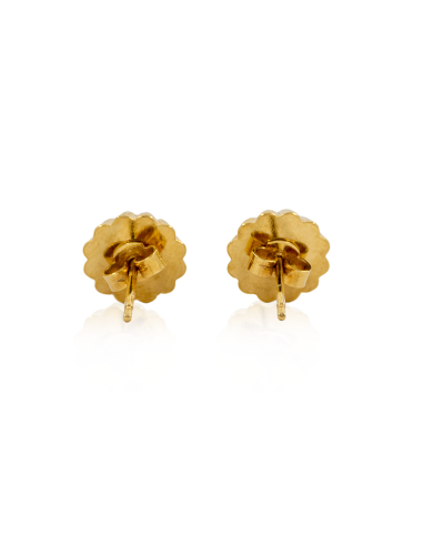 Pendientes media bola líneas oro 18k - Joyería Orocash