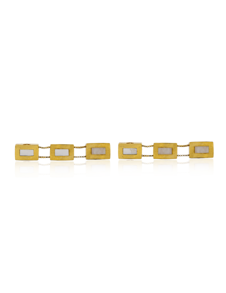 Pendientes largos con tres rectángulos con nácar 3.5cm oro 18k - Joyería Orocash