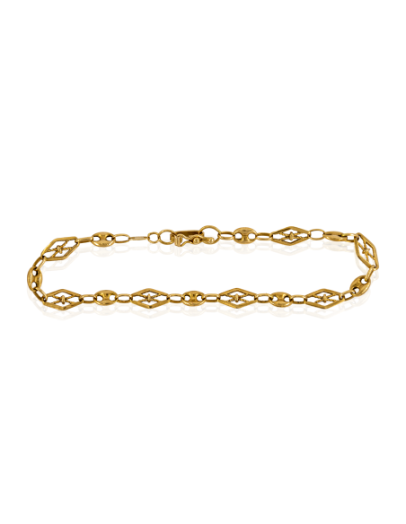 Pulsera con calabrote y rombos 20cm oro 18k - Joyería Orocash