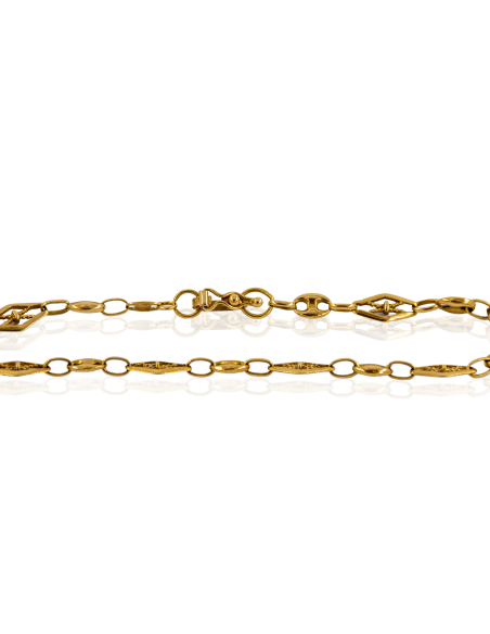 Pulsera con calabrote y rombos 20cm oro 18k - Joyería Orocash