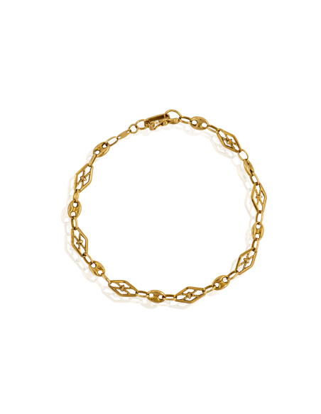 Pulsera con calabrote y rombos 20cm oro 18k - Joyería Orocash