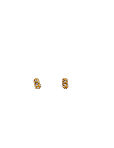 Pendientes medio círculo con circonitas oro 18k - Joyería Orocash