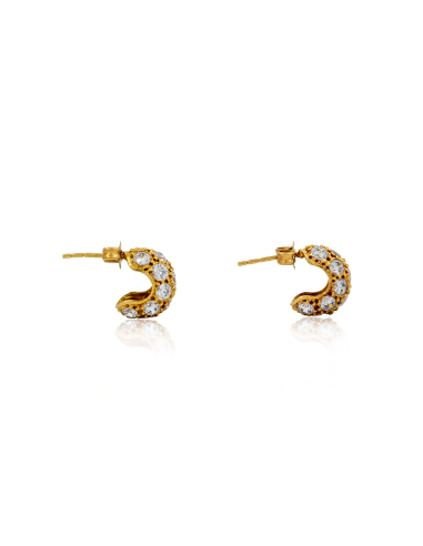 Pendientes medio círculo con circonitas oro 18k - Joyería Orocash
