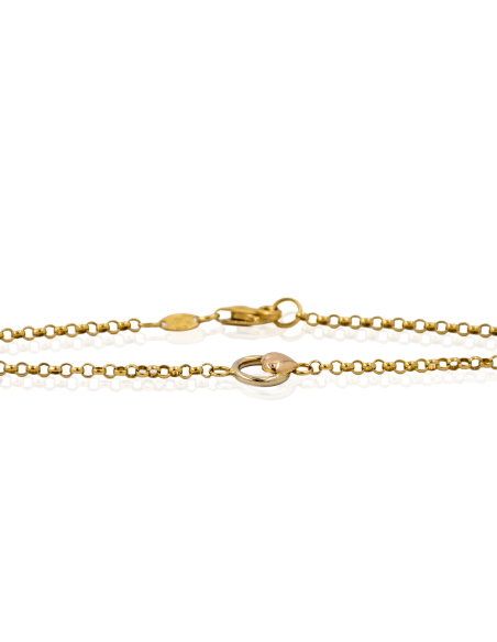 Pulsera eslabón bauleta con círculo y corazón y dos estrellas 20cm oro 18k - Joyería Orocash