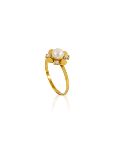 Anillo con perla y circonitas oro 18k - Joyería Orocash 2
